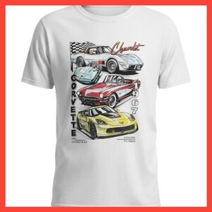 Chemistry Chevrolet Corvette Graphic T-Shirt White ZR1 Sting Ray 1967 Turbo Med